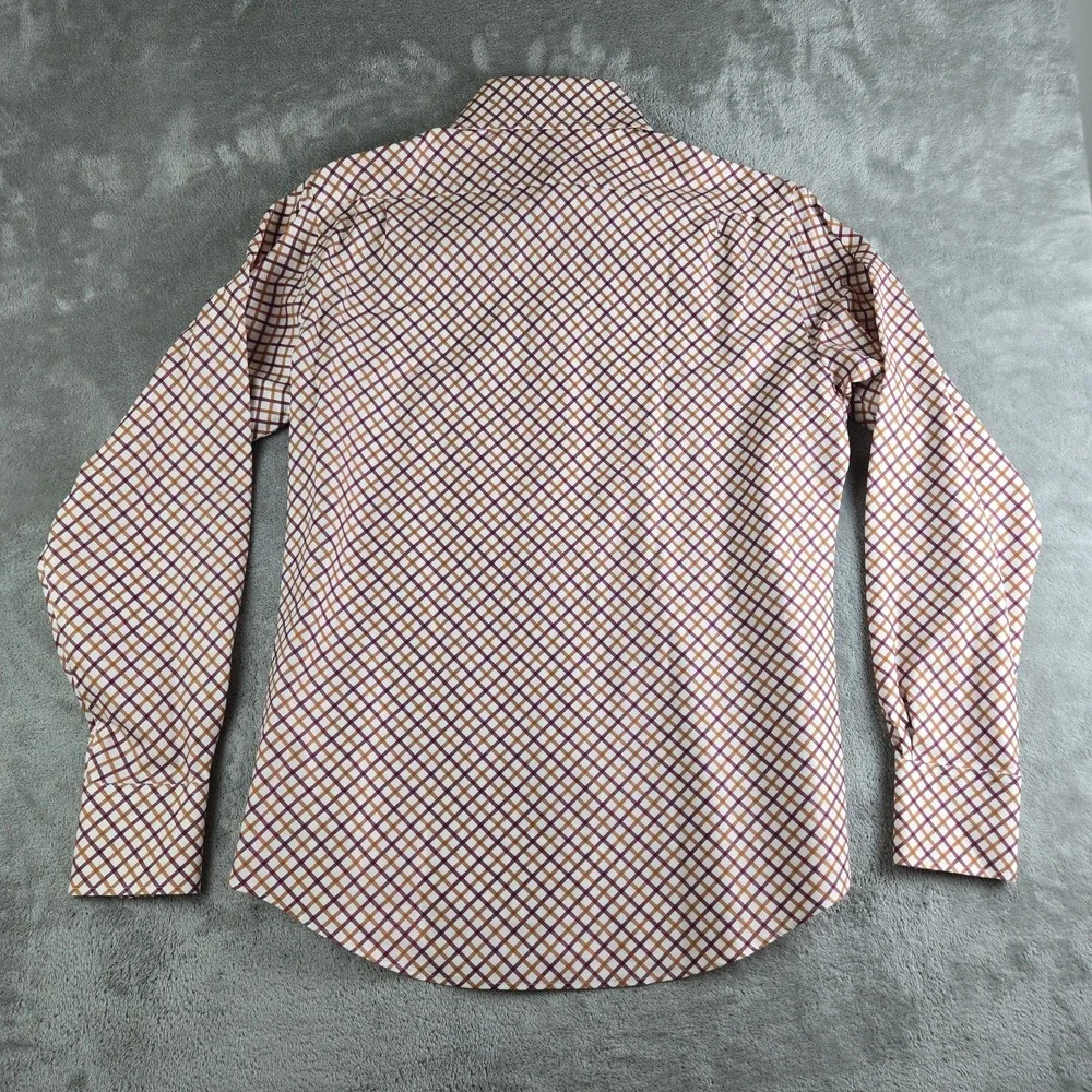 Vintage Banana Republic Shirt Mens Small 14/14.5 White Orange Burgundy Checkered